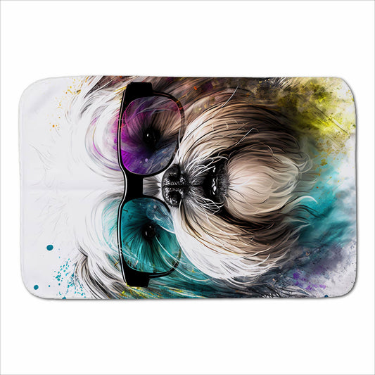 Lhasa Apso Face Glasses Splashart Sherpa Blanket