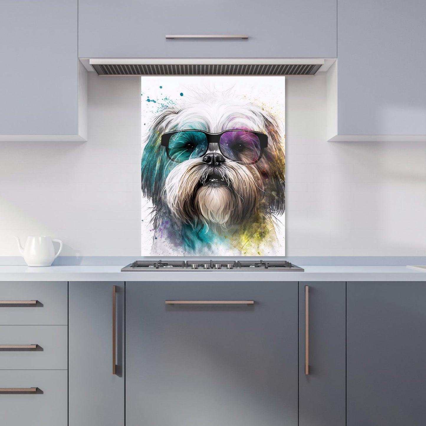 Lhasa Apso Face Glasses Splashart Kitchen Splashback