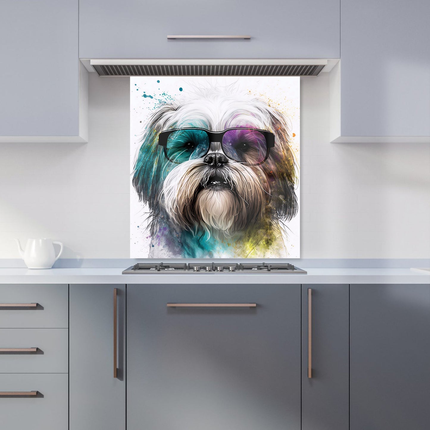 Lhasa Apso Face Glasses Splashart Kitchen Splashback
