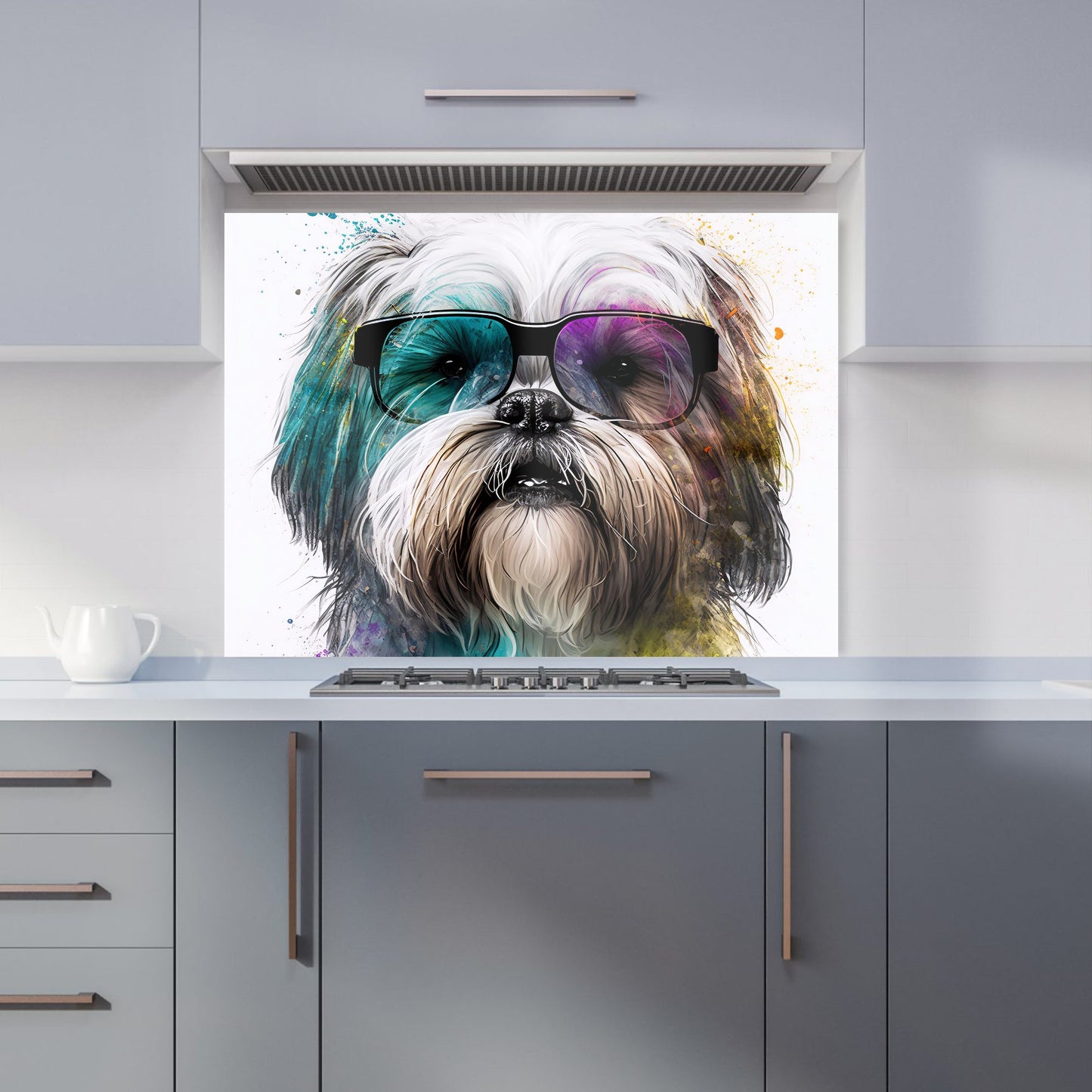 Lhasa Apso Face Glasses Splashart Kitchen Splashback
