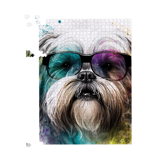 Lhasa Apso Face Glasses Splashart Jigsaw Puzzle