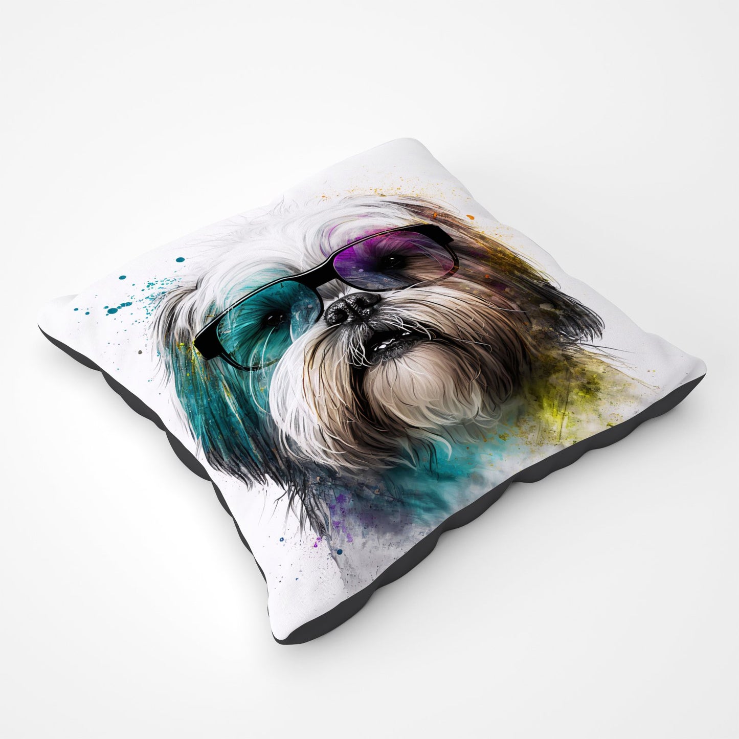 Lhasa Apso Face Glasses Splashart Pet Bed