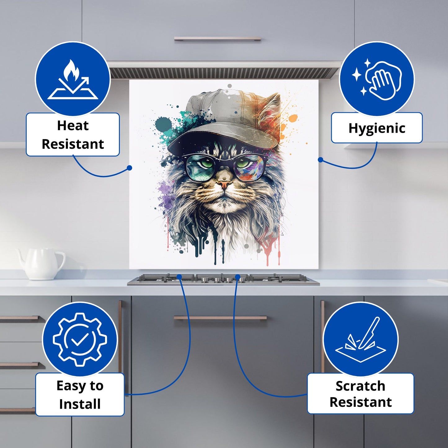 Maine Coon Cat Splashart Kitchen Splashback
