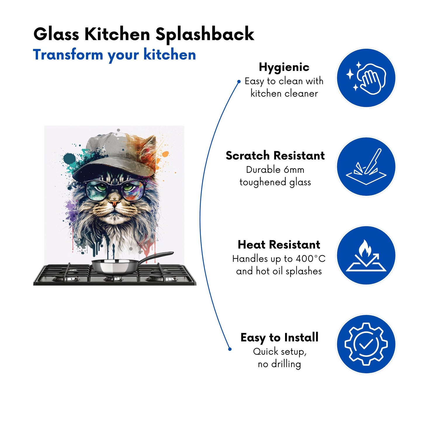 Maine Coon Cat Splashart Kitchen Splashback