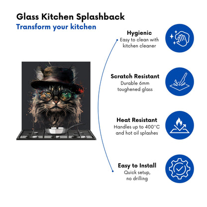 Maine Coon Cat With GlassesSplashart Kitchen Splashback