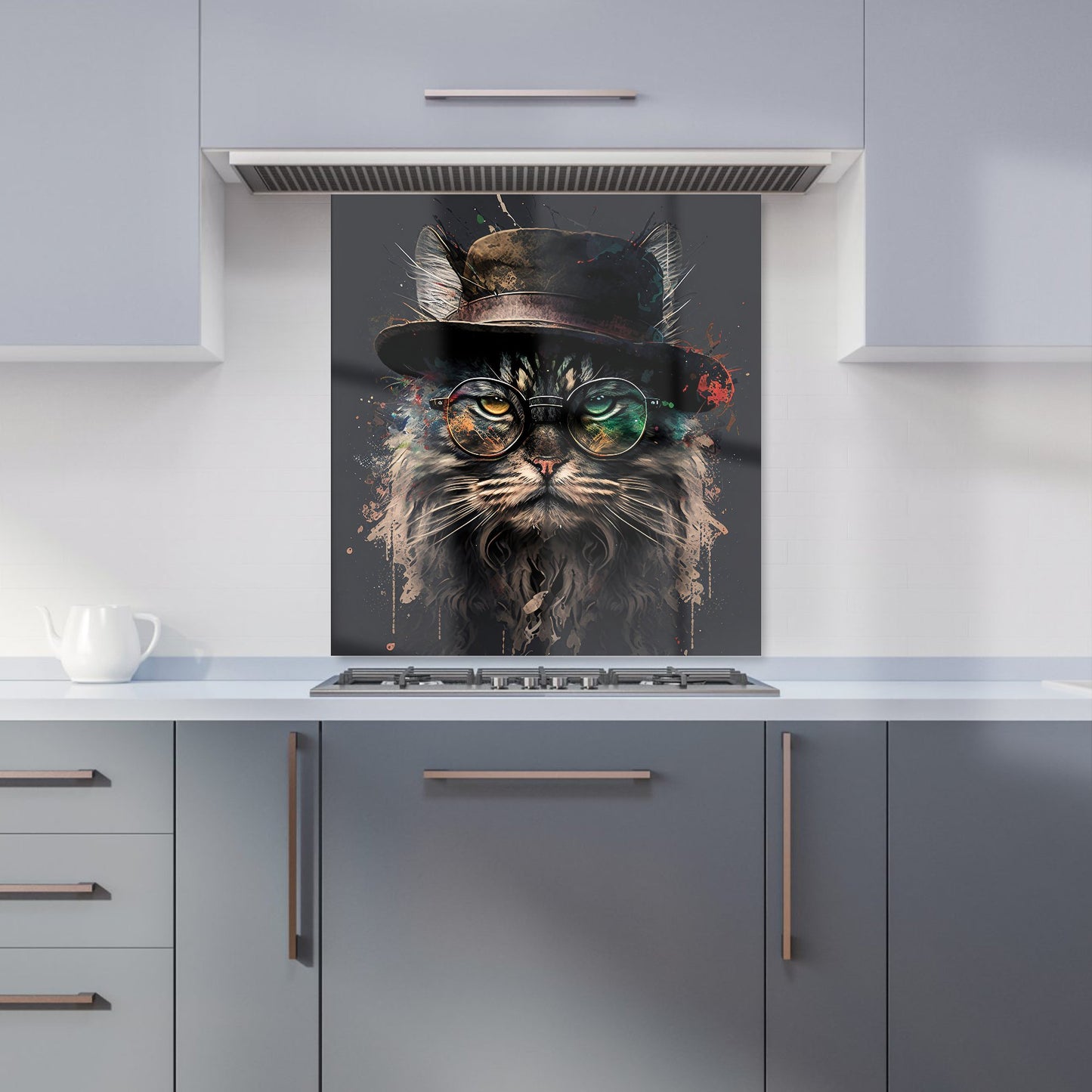 Maine Coon Cat With GlassesSplashart Kitchen Splashback