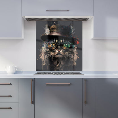 Maine Coon Cat With GlassesSplashart Kitchen Splashback