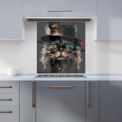 Maine Coon Cat With GlassesSplashart Kitchen Splashback