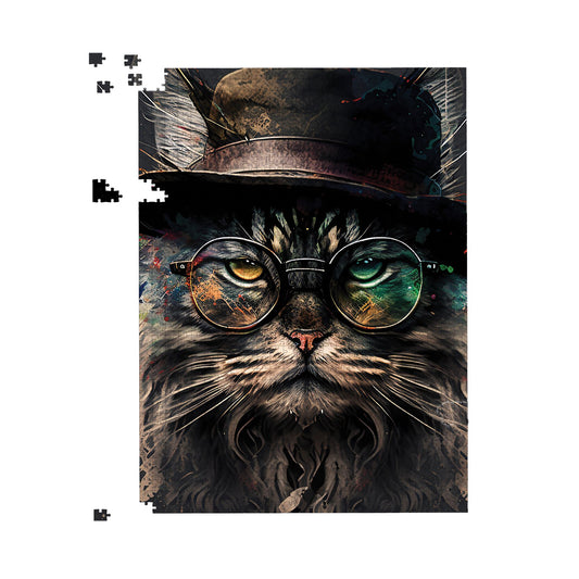 Maine Coon Cat With GlassesSplashart Jigsaw Puzzle