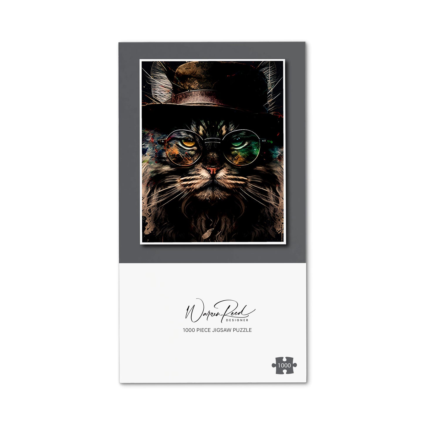 Maine Coon Cat With GlassesSplashart Jigsaw Puzzle