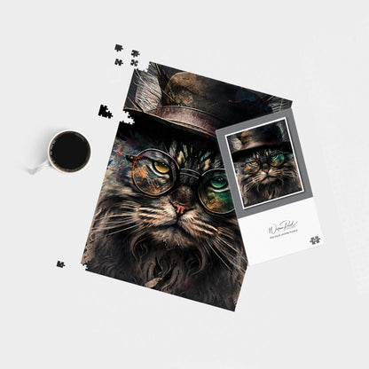 Maine Coon Cat With GlassesSplashart Jigsaw Puzzle