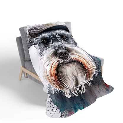 Miniature Schnauzer Dog Splashart Sherpa Blanket