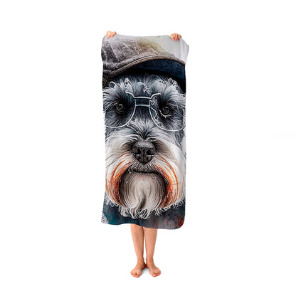 Miniature Schnauzer Dog Splashart Beach Towel