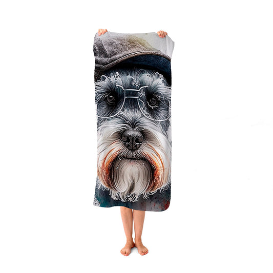 Miniature Schnauzer Dog Splashart Beach Towel