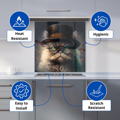 Persian Cat With Glasses Splashart Kitchen Splashback