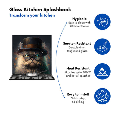 Persian Cat With Glasses Splashart Kitchen Splashback
