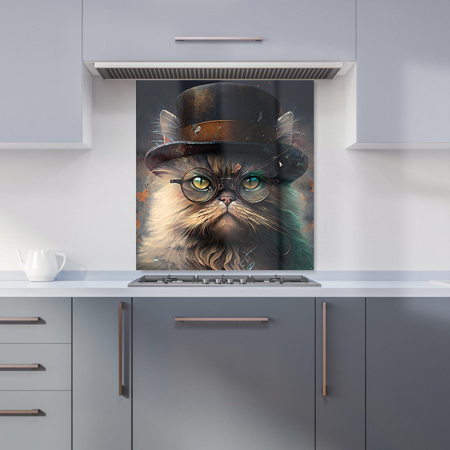 Persian Cat With Glasses Splashart Kitchen Splashback