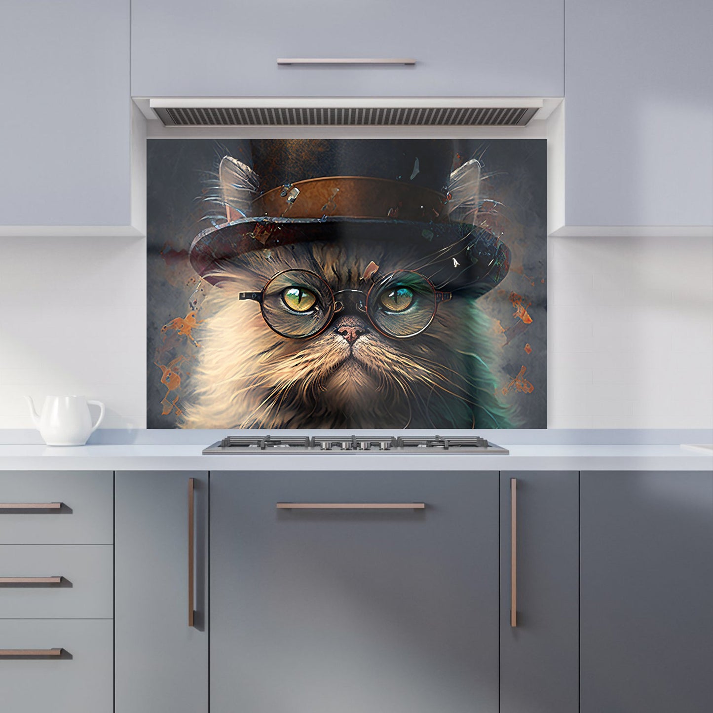 Persian Cat With Glasses Splashart Kitchen Splashback