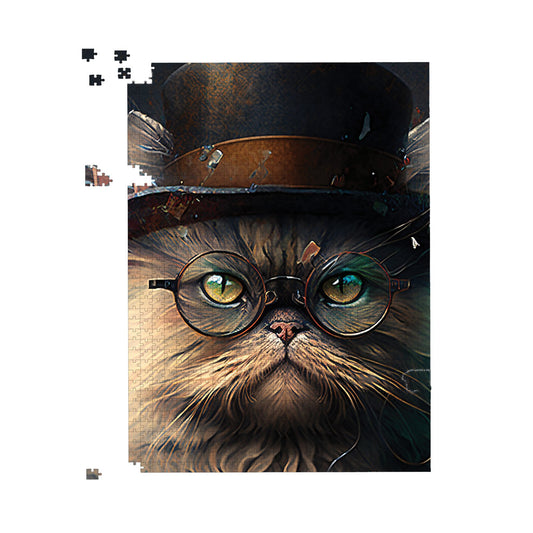 Persian Cat With Glasses Splashart Jigsaw Puzzle