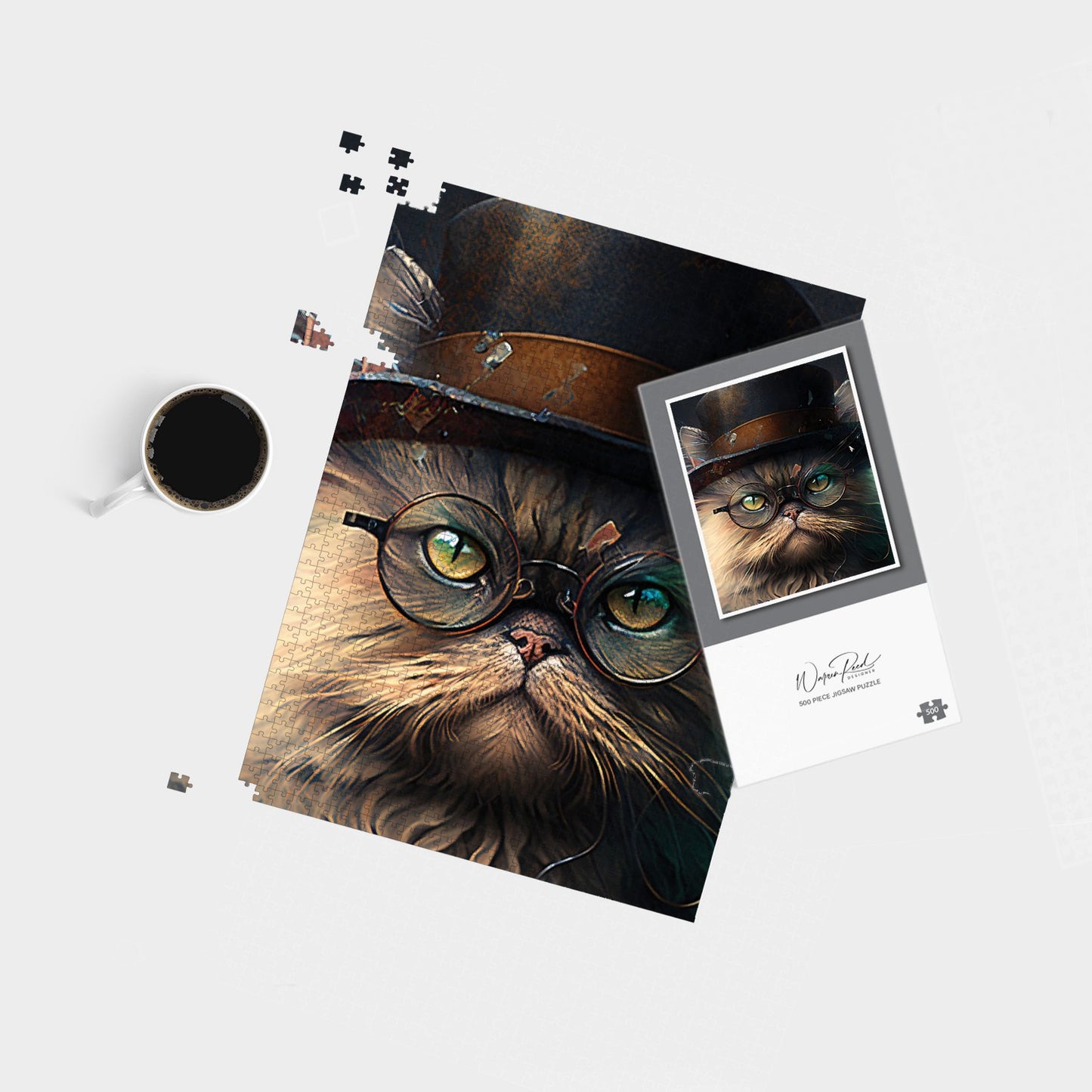 Persian Cat With Glasses Splashart Jigsaw Puzzle