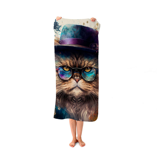 Persian Cat Splashart Beach Towel