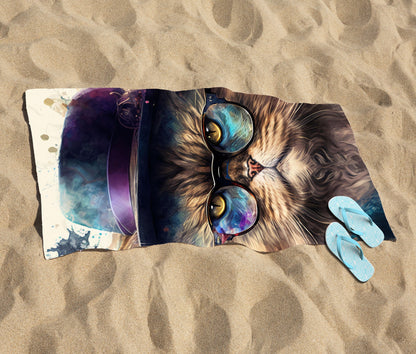 Persian Cat Splashart Beach Towel