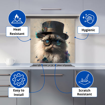 Ragdoll Cat With Glasses Splashart Kitchen Splashback