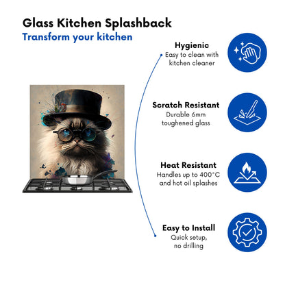 Ragdoll Cat With Glasses Splashart Kitchen Splashback