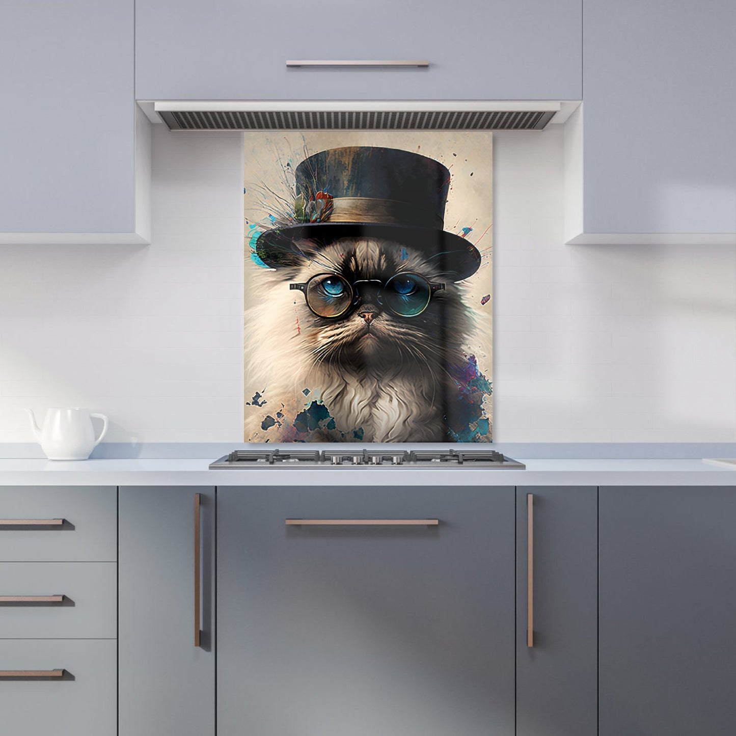 Ragdoll Cat With Glasses Splashart Kitchen Splashback