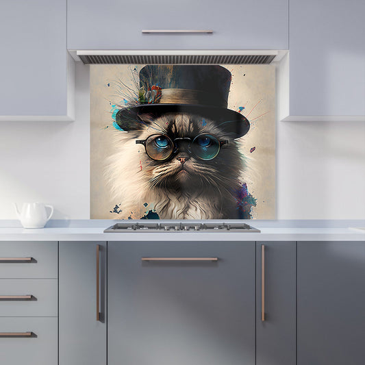 Ragdoll Cat With Glasses Splashart Kitchen Splashback