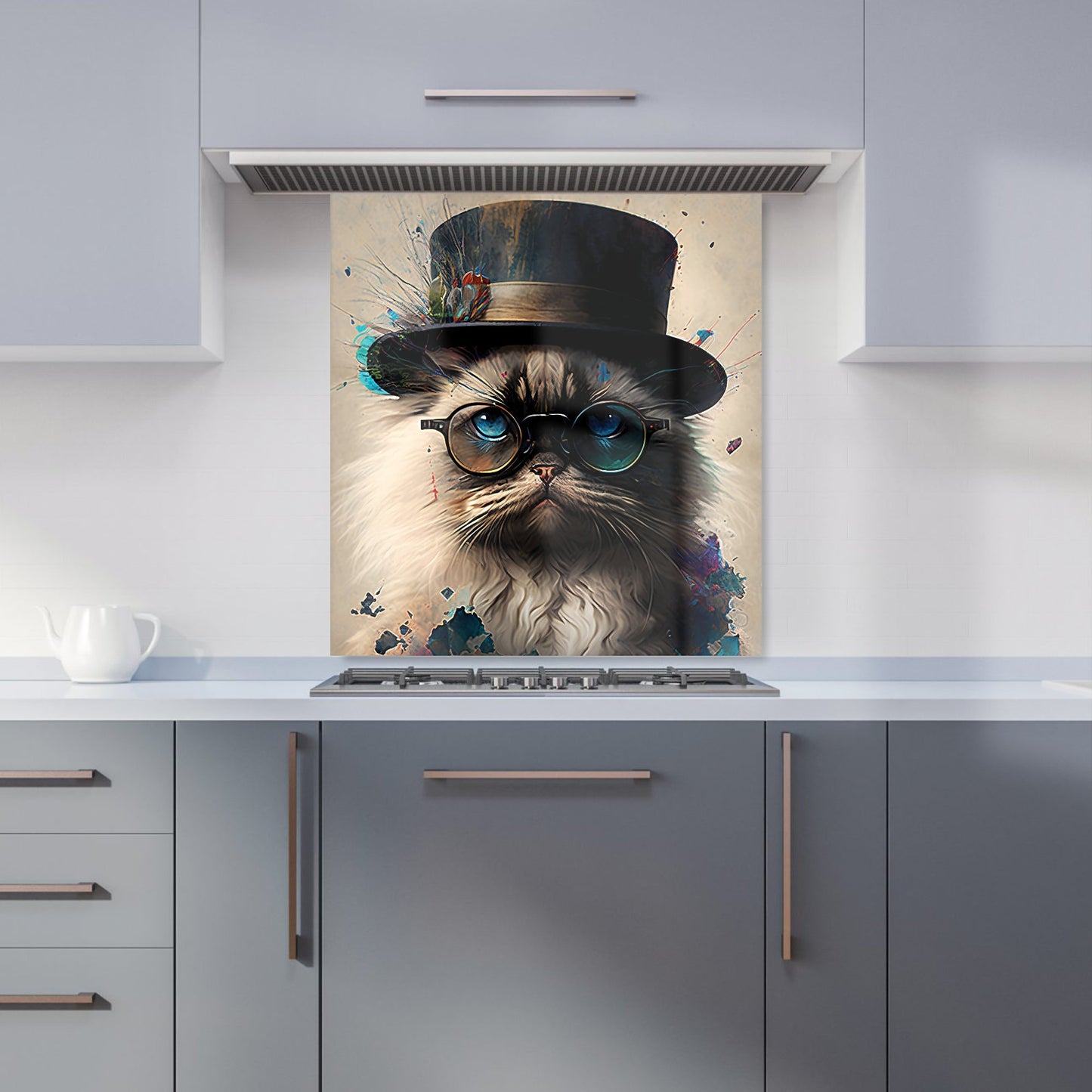 Ragdoll Cat With Glasses Splashart Kitchen Splashback