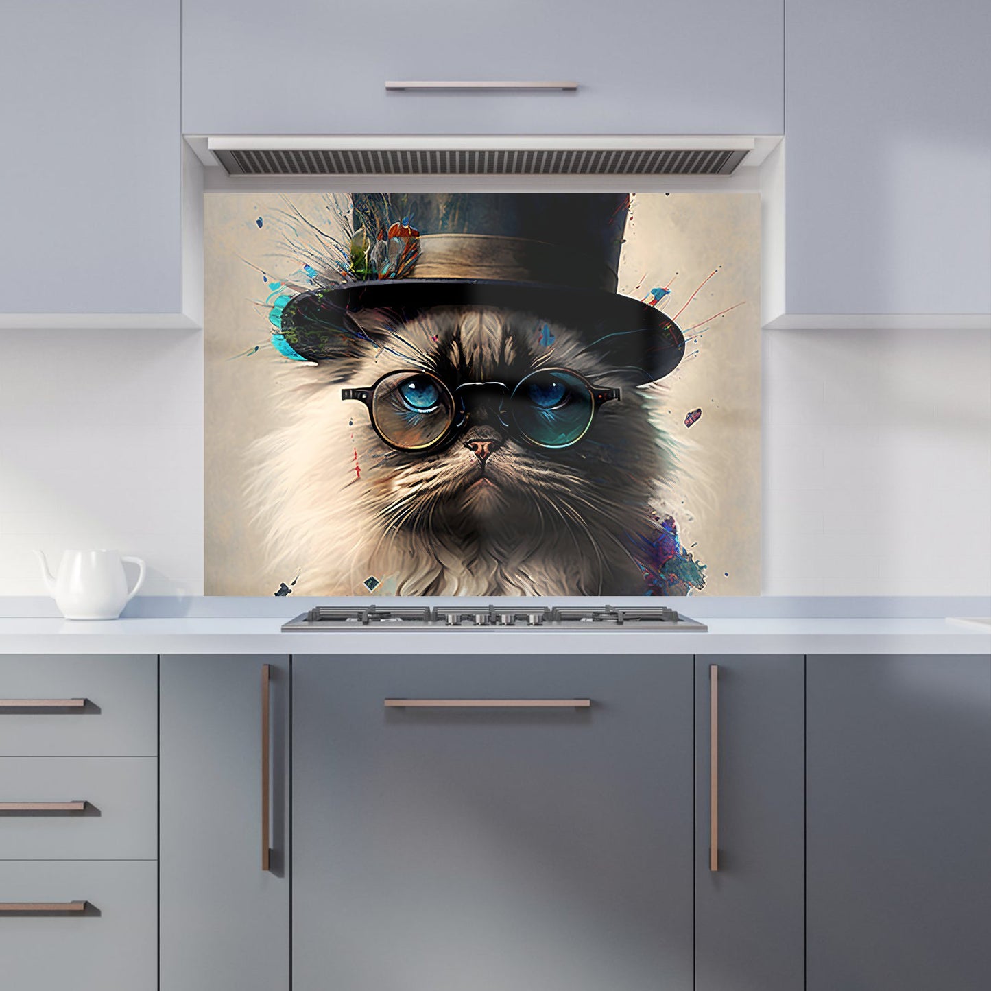 Ragdoll Cat With Glasses Splashart Kitchen Splashback