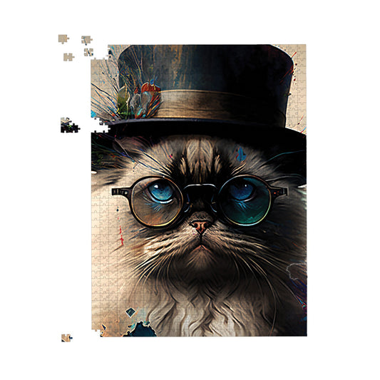 Ragdoll Cat With Glasses Splashart Jigsaw Puzzle