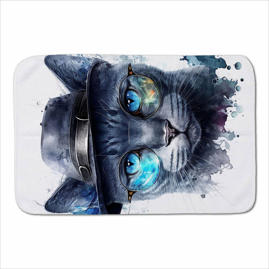Russian Blue Cat With Glasses Splashart Sherpa Blanket