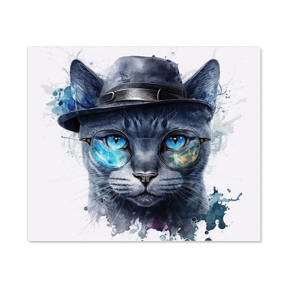 Russian Blue Cat With Glasses Splashart Kitchen Splashback