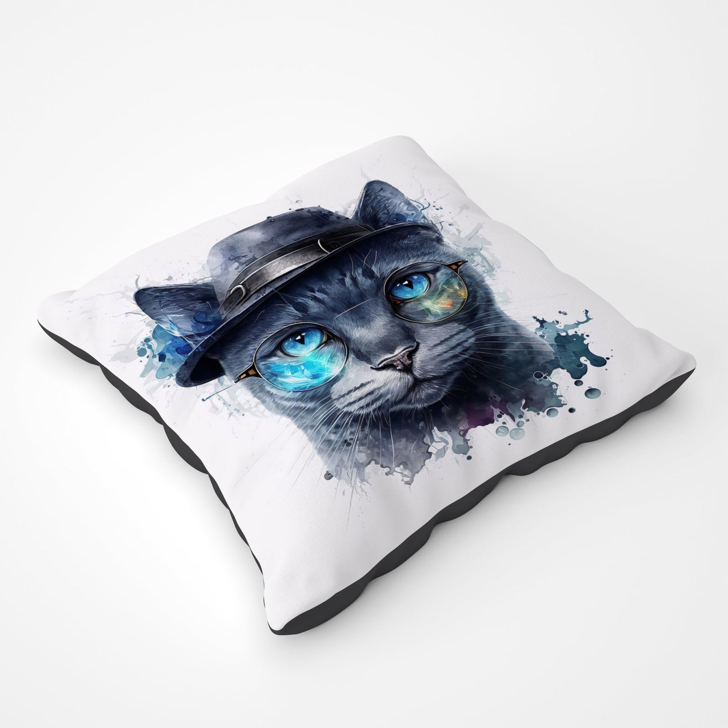 Russian Blue Cat With Glasses Splashart Pet Bed
