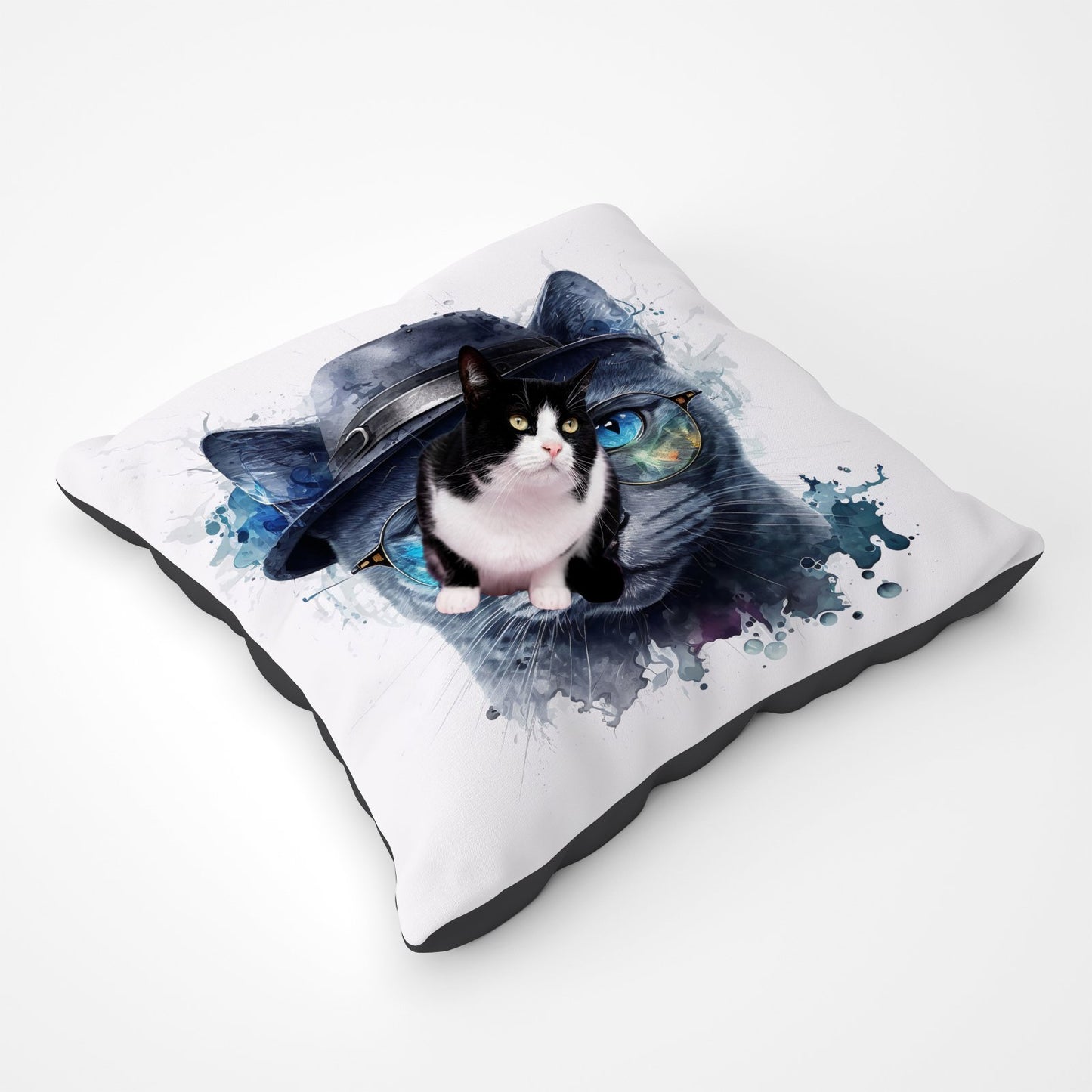 Russian Blue Cat With Glasses Splashart Pet Bed