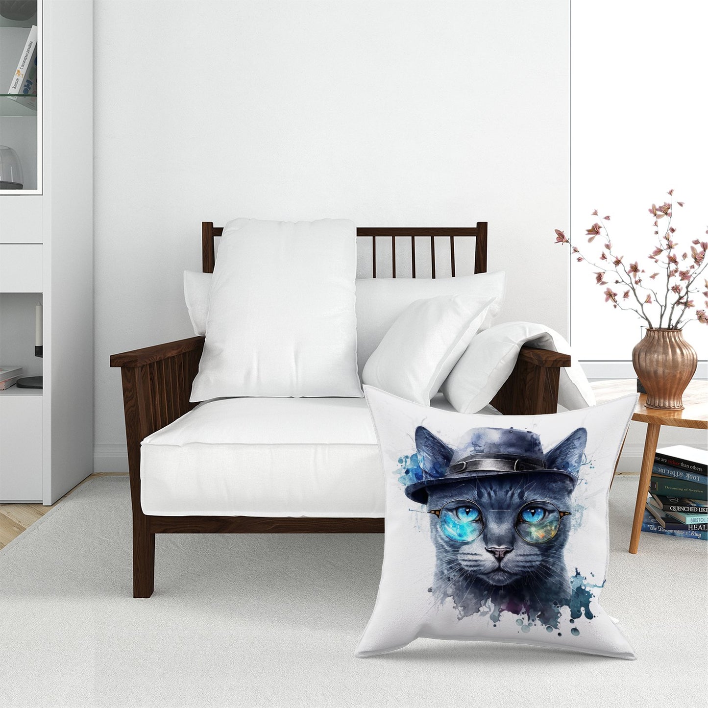 Russian Blue Cat With Glasses Splashart Pet Bed