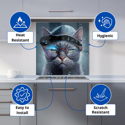 Russian Blue Cat Splashart Kitchen Splashback