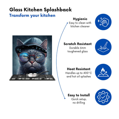 Russian Blue Cat Splashart Kitchen Splashback