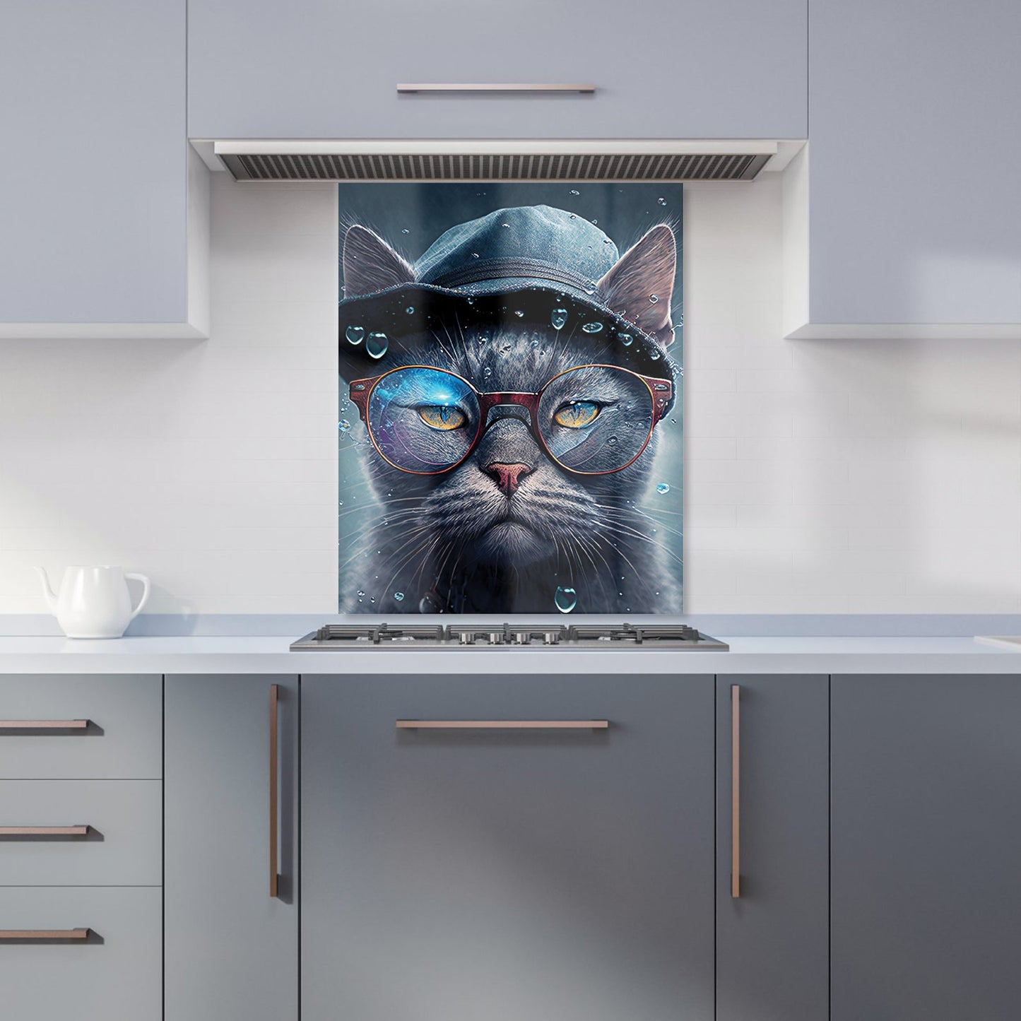 Russian Blue Cat Splashart Kitchen Splashback
