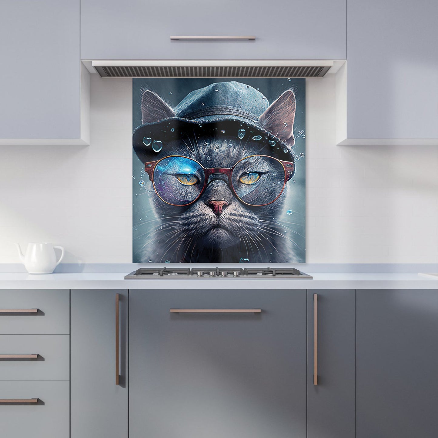 Russian Blue Cat Splashart Kitchen Splashback