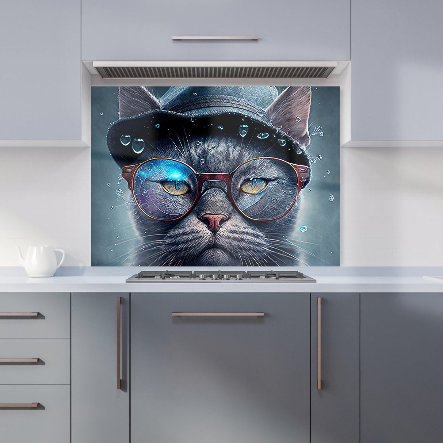 Russian Blue Cat Splashart Kitchen Splashback