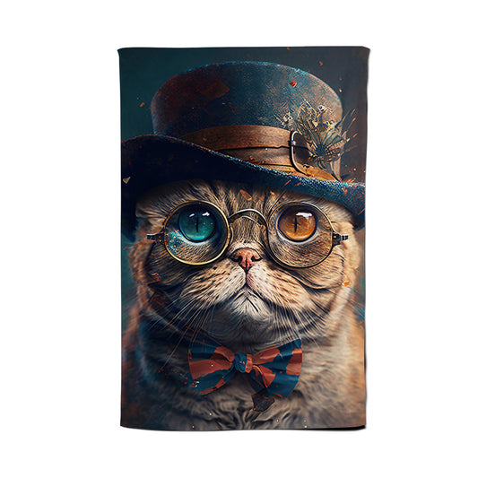 Scottish Fold Cat Splashart Tea Towel