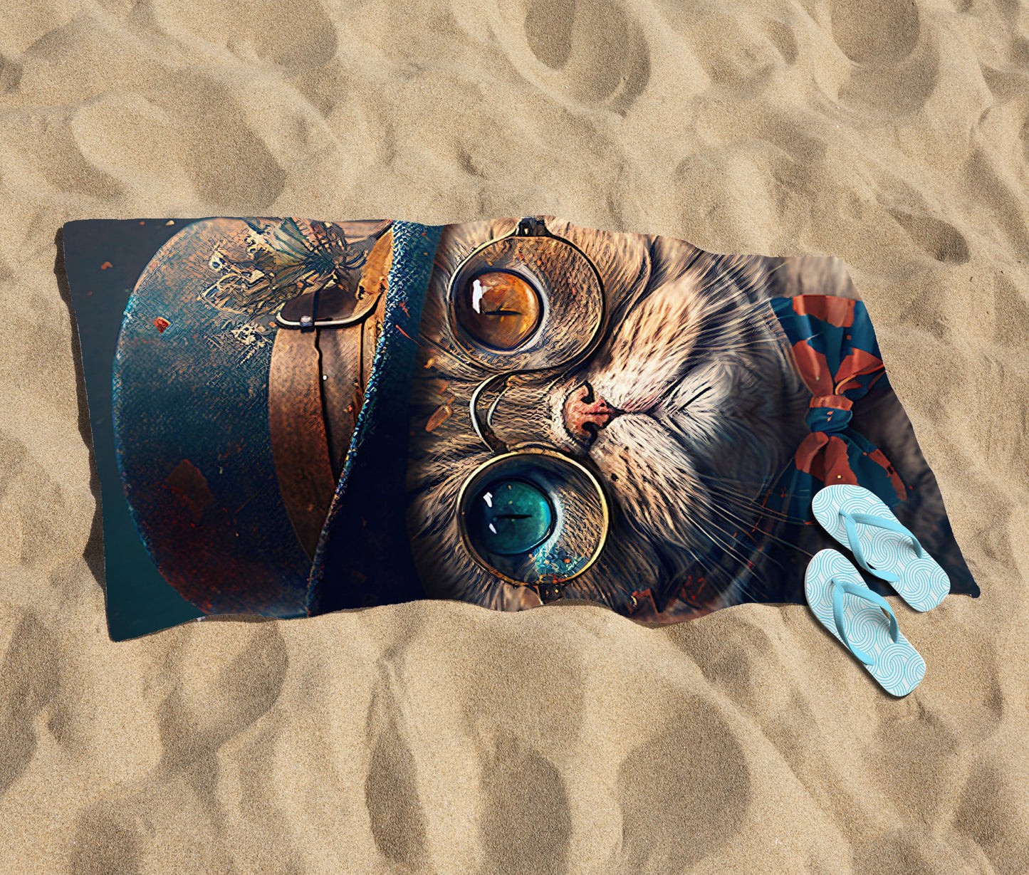 Scottish Fold Cat Beach Towel