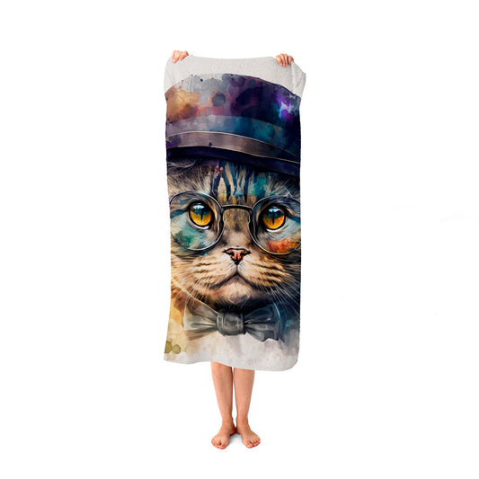 Scottish Fold Cat Splashart Beach Towel