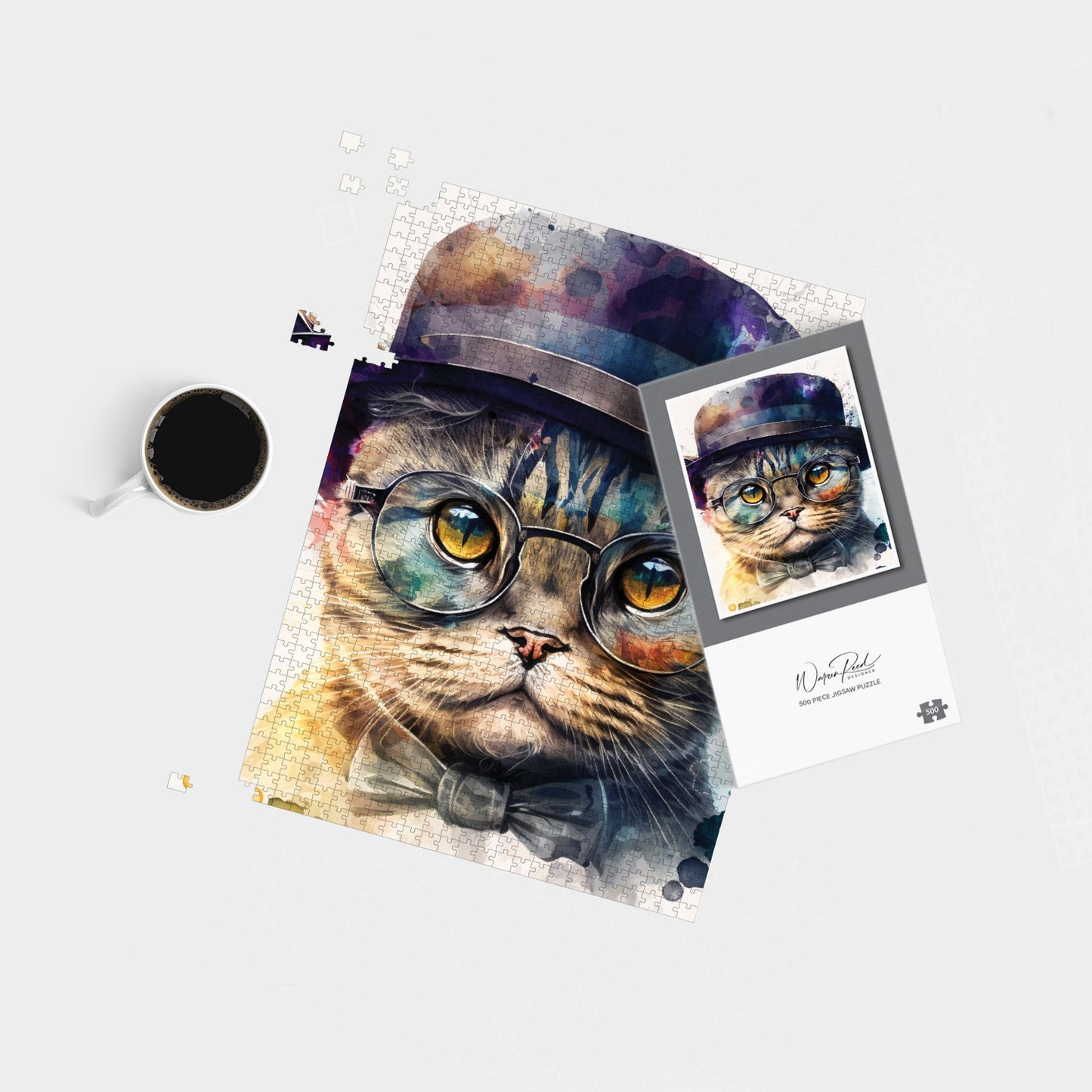 Scottish Fold Cat Splashart Jigsaw Puzzle