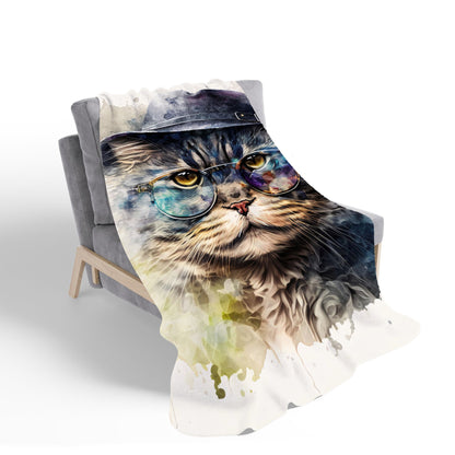 Selkirk Rex Cat Splashart Sherpa Blanket