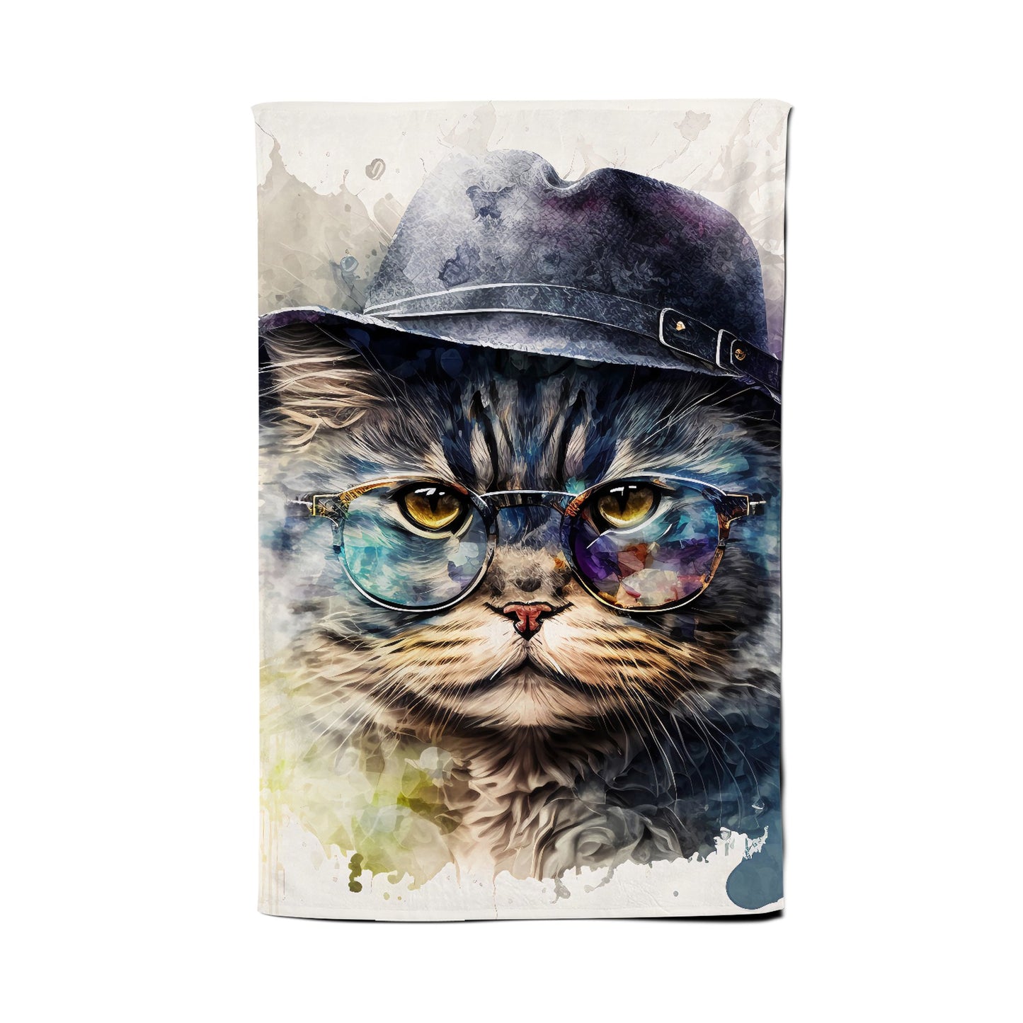 Selkirk Rex Cat Splashart Tea Towel