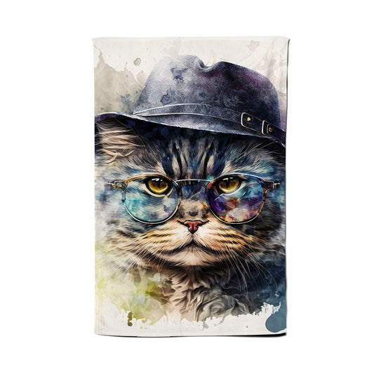 Selkirk Rex Cat Splashart Tea Towel